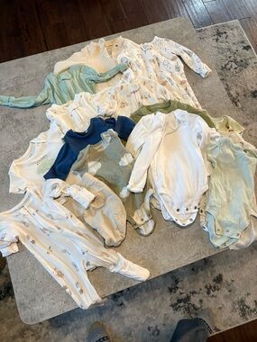 Carter's Baby Footie Bundle in White, Blue, Green, Cream